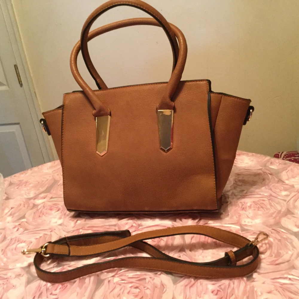 Brown Faux Leather Handbag